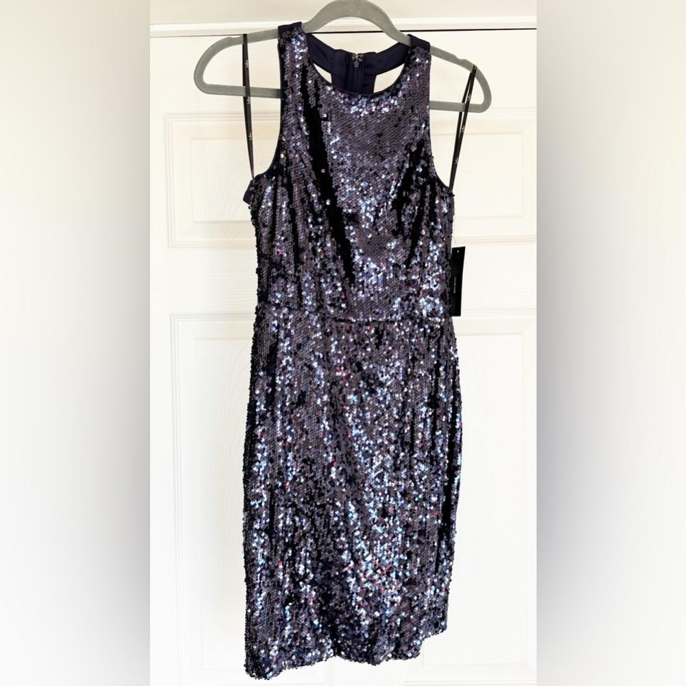 Size Small NWT Lulu’s Navy Sequin Racerback Mini Dress